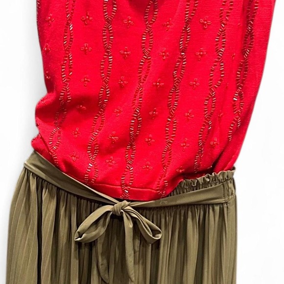 Women's red beaded knit tank by Grace Knitwear size S (S3) - Picture 3 of 4